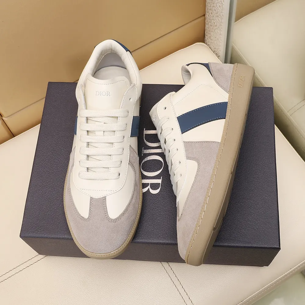 Dior Unisex B01 Matchpoint Sneaker Blue and White Smooth Calfskin with Gray Suede - image 6