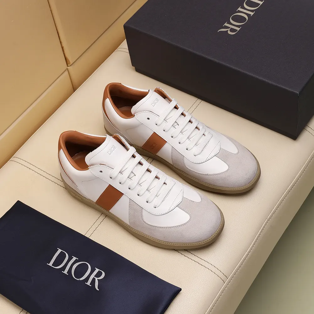 Top view showcasing laces and Dior embossed detail on unisex sneaker