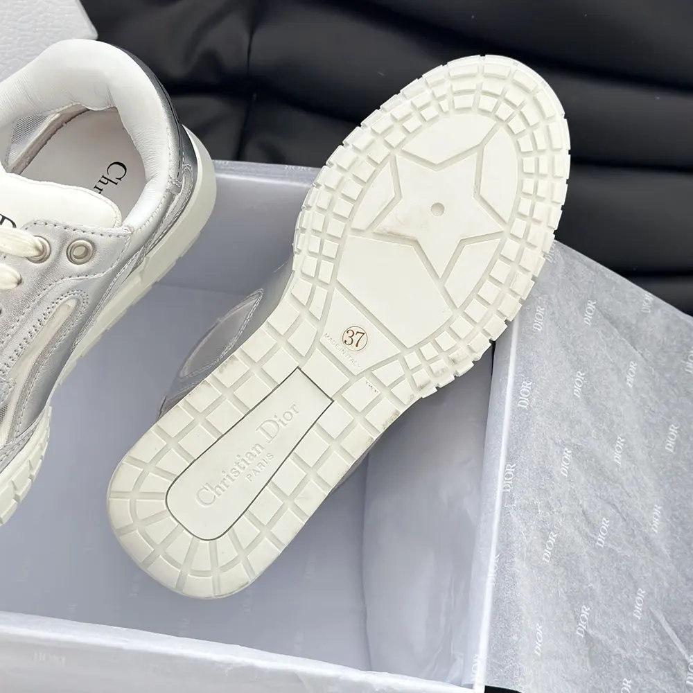 Dior Unisex Tech Sneaker Silver-Tone Laminated Grained Calfskin and Transparent Mesh - image 10
