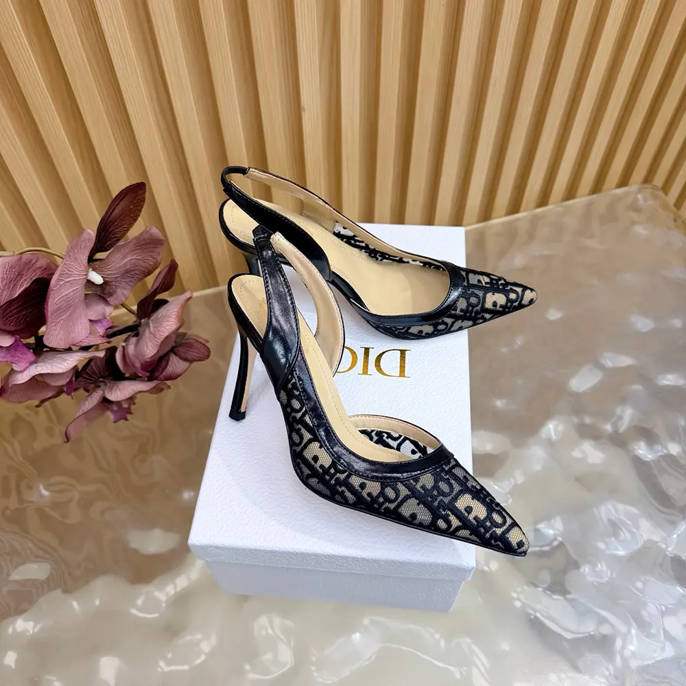 Dior Women Adiorable Slingback Pump Black Dior Oblique Embroidered Mesh - image 9