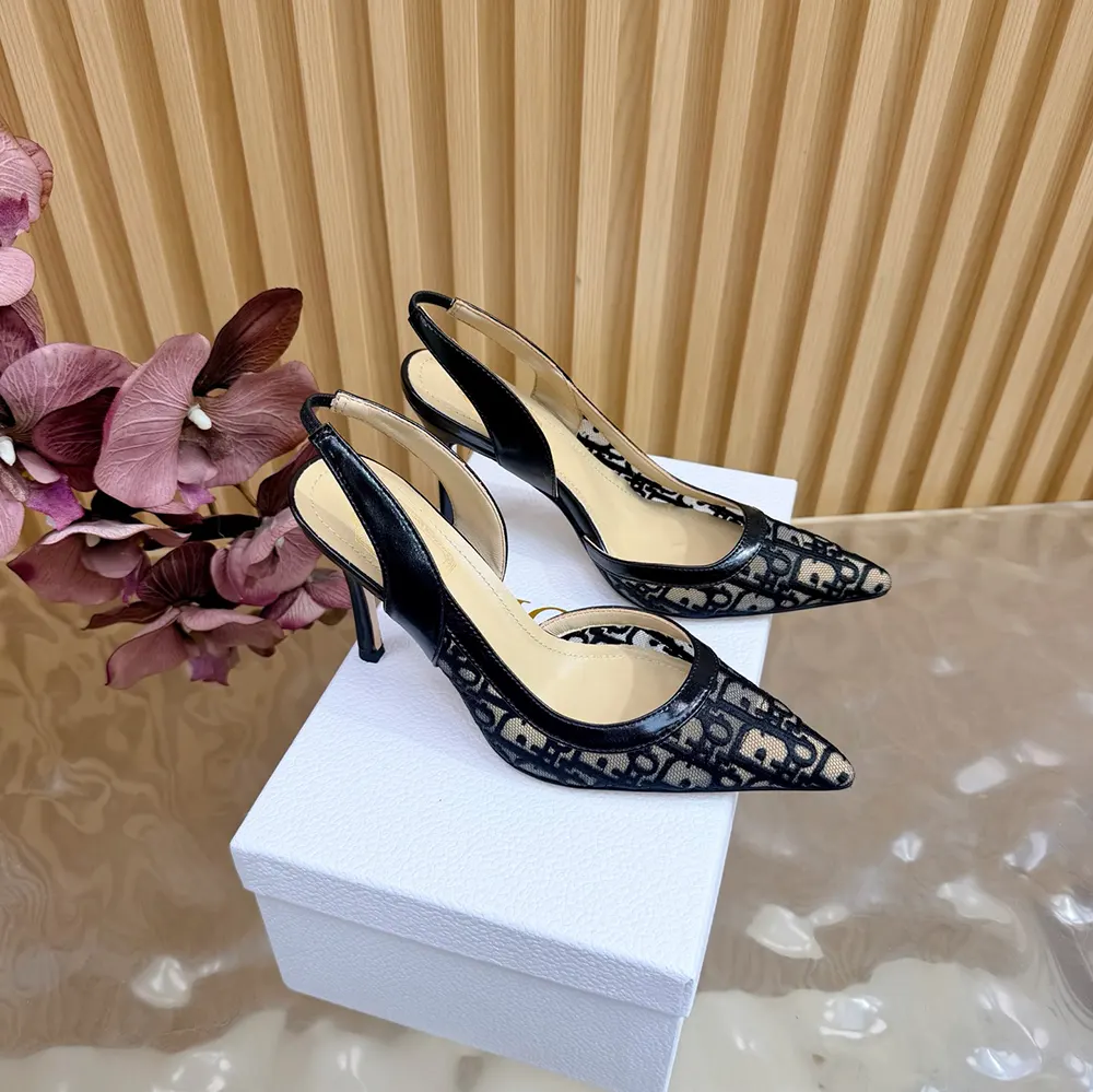 Dior Women Adiorable Slingback Pump Black Dior Oblique Embroidered Mesh - image 8