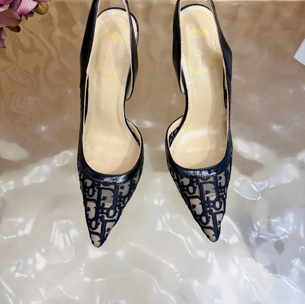 Dior Women Adiorable Slingback Pump Black Dior Oblique Embroidered Mesh - image 5