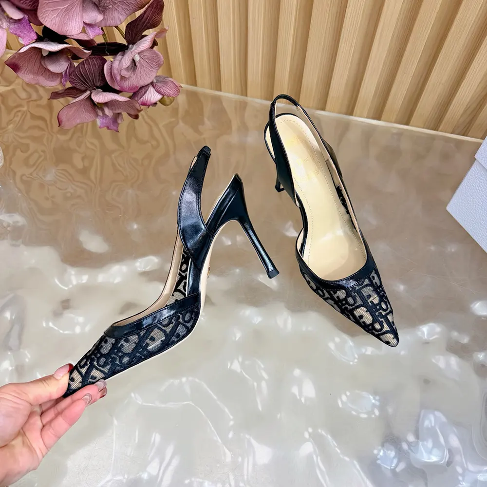 Dior Women Adiorable Slingback Pump Black Dior Oblique Embroidered Mesh - image 7