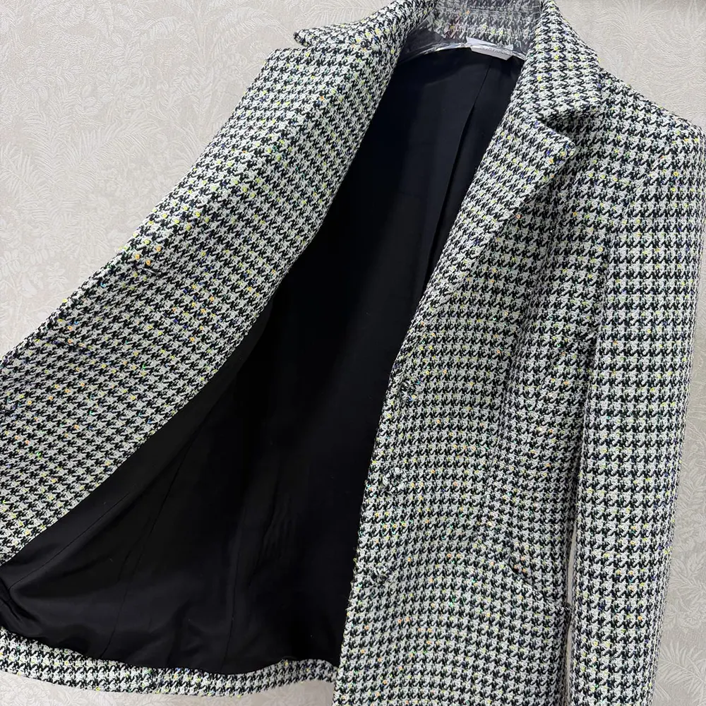 Dior Women Bar Jacket Black and White Houndstooth Virgin Wool Blend with Multicolor Sequins - image 5