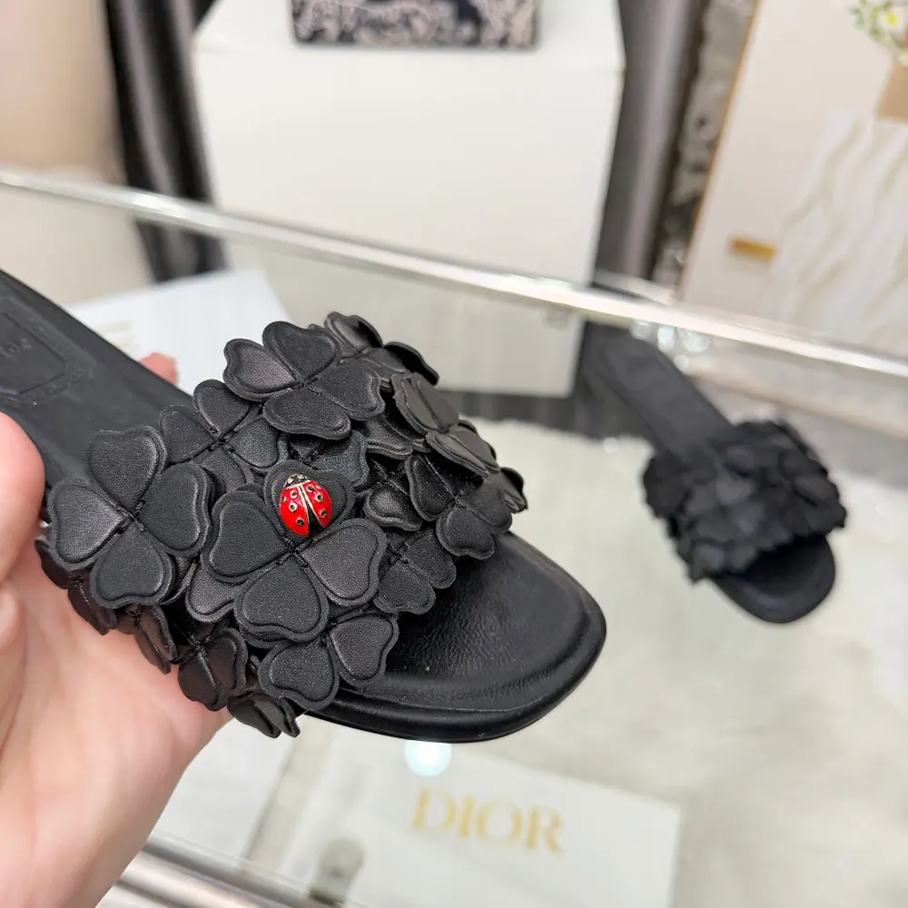 Dior Women Bloom Slide Black Dior Clover Embroidered Lambskin - image 9