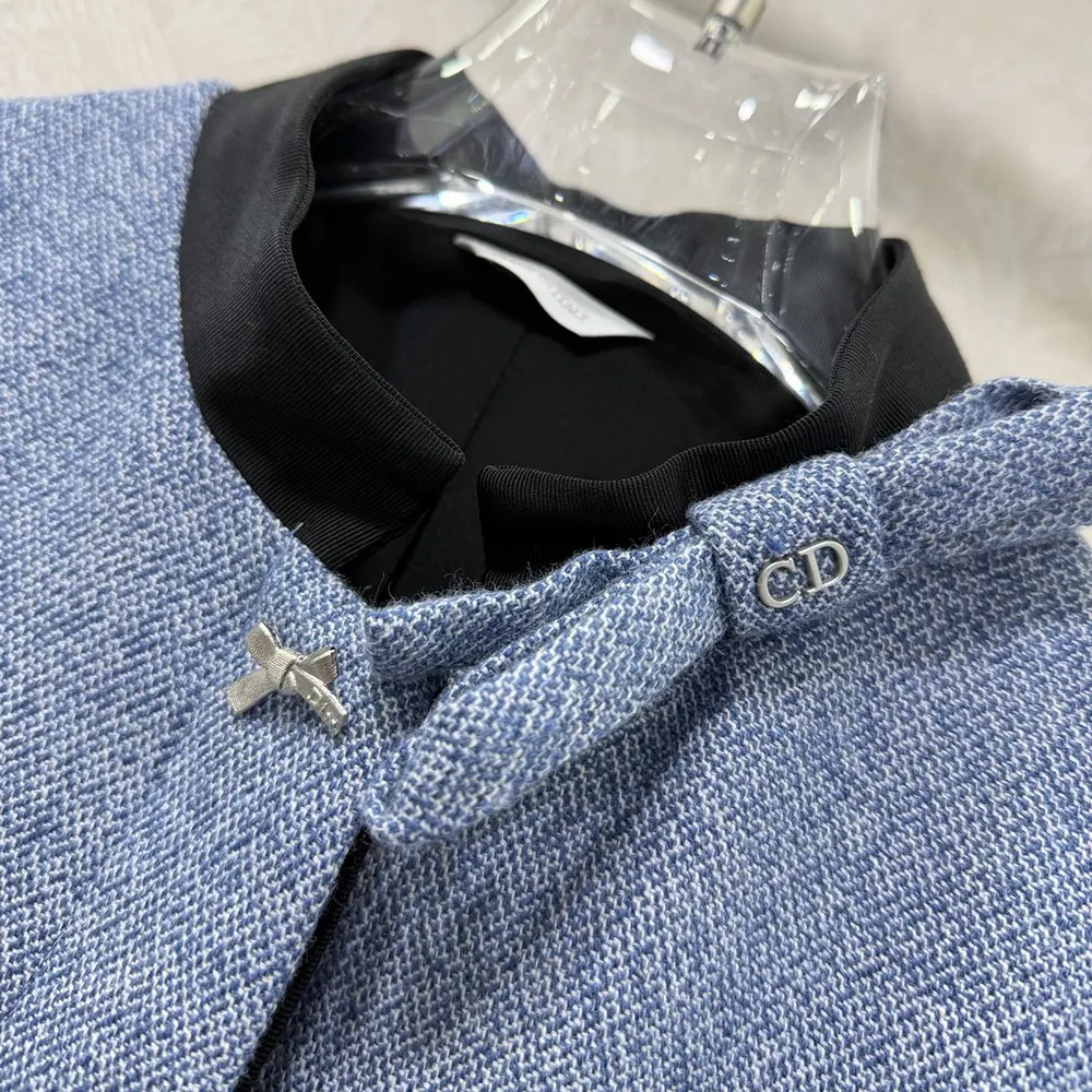 Dior Women Cropped Jacket Blue Virgin Wool Tweed - image 8