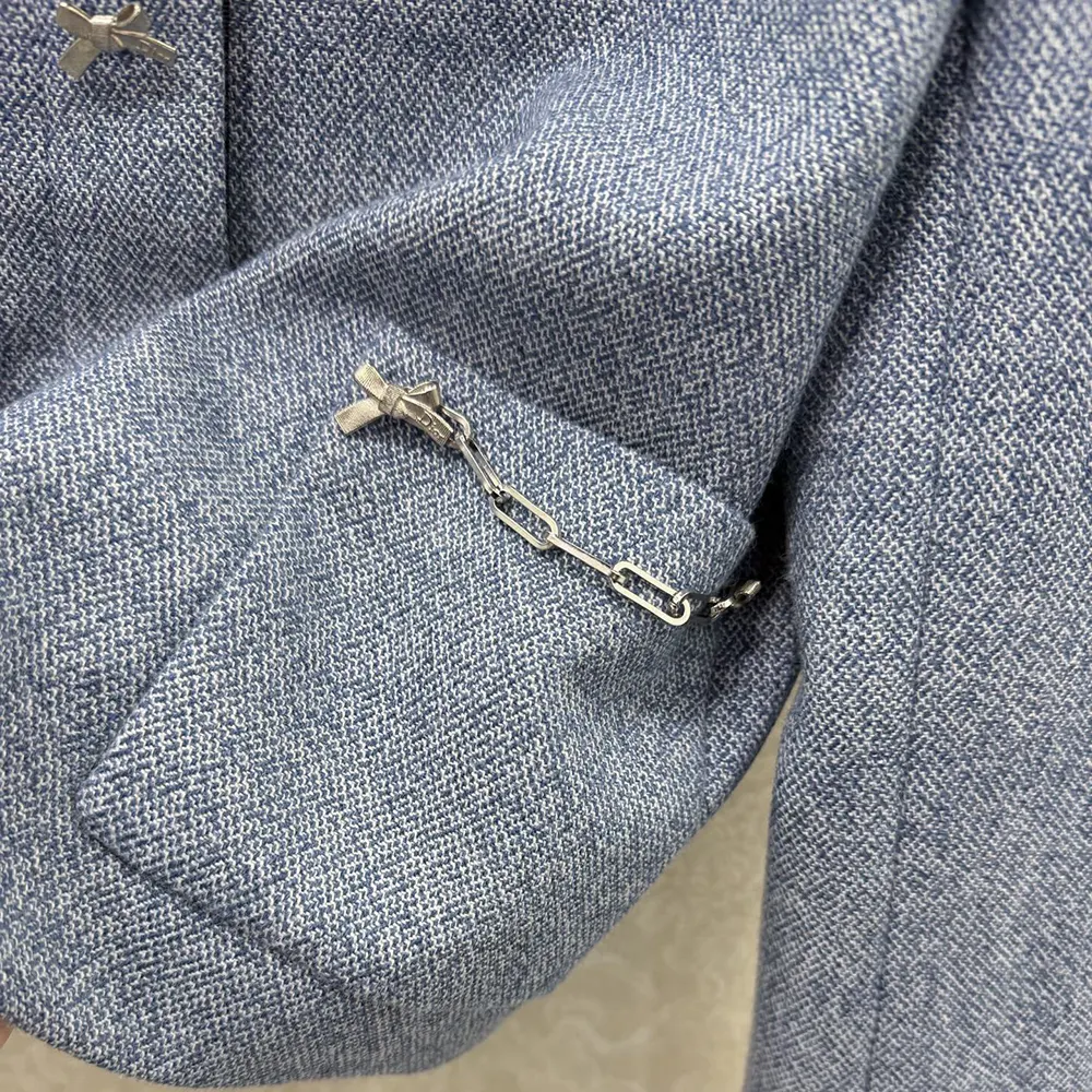 Dior Women Cropped Jacket Blue Virgin Wool Tweed - image 7
