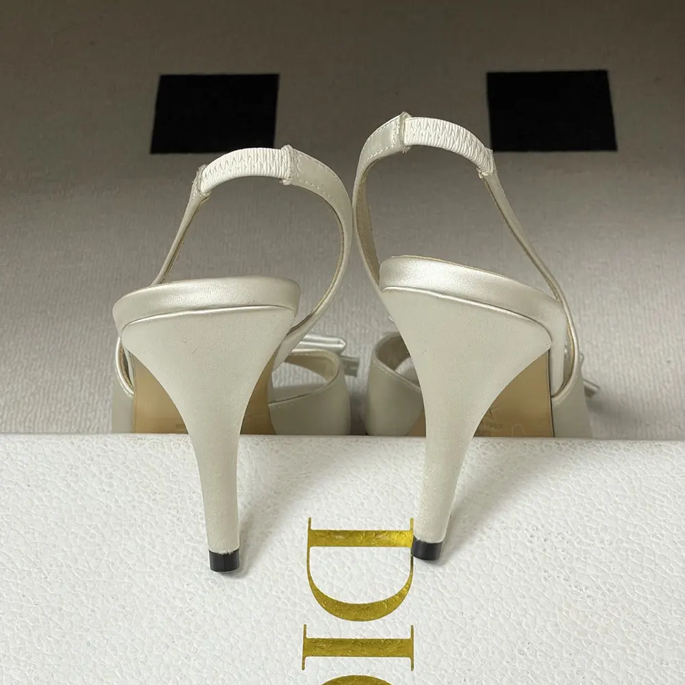 Dior Women Dior Bow Heeled Slingback Sandal White Satin - image 7