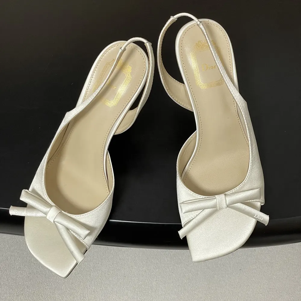 Dior Women Dior Bow Heeled Slingback Sandal White Satin - image 4