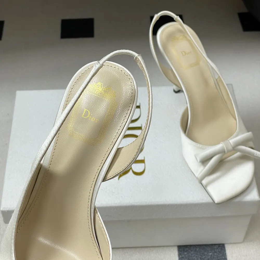 Dior Women Dior Bow Heeled Slingback Sandal White Satin - image 8