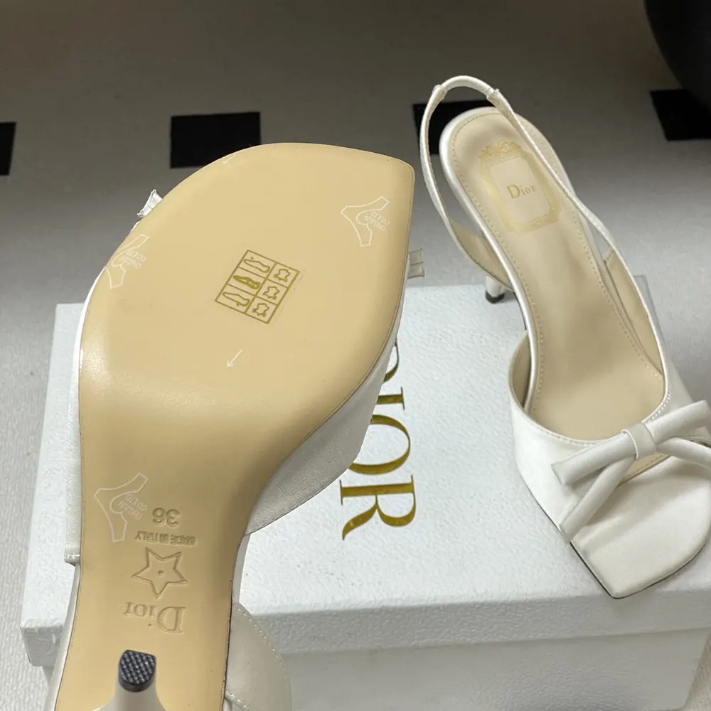 Dior Women Dior Bow Heeled Slingback Sandal White Satin - image 9