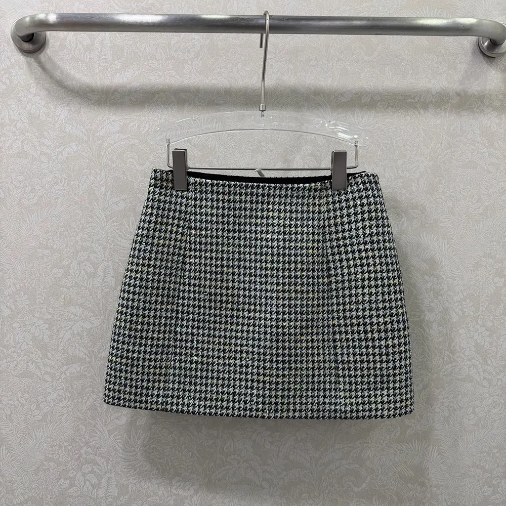 Close-up of multicolor sequins on Dior Women Flared Miniskirt fabric