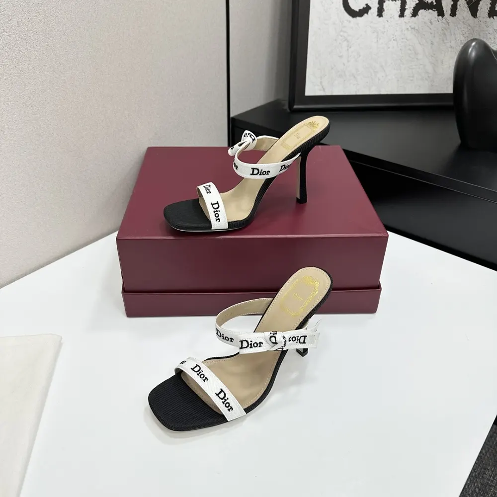 Side profile showing heel height of Dior Women Heeled Sandal with J’Adior Straps