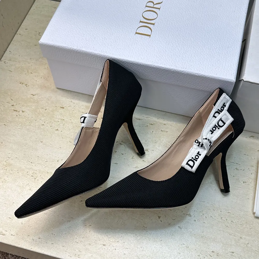Close-up of embroidered J’Adior strap detail on Dior Women J’Adior Pump