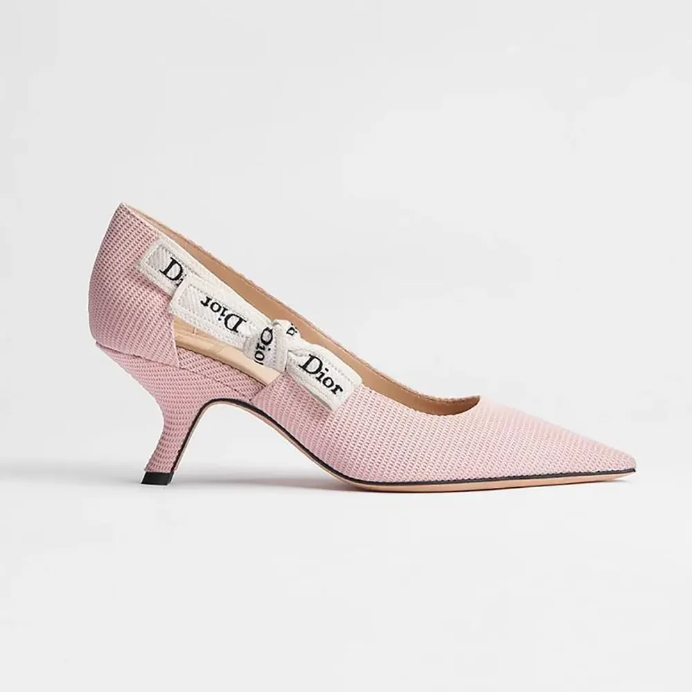 Side view of Dior Women J’Adior Pump Rose Soupir Technical Fabric