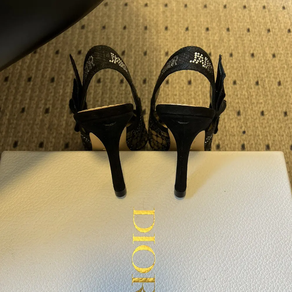 Dior Women J’Adior Slingback Pump Transparent Mesh Embroidered with Black Millefiori Motif - image 7