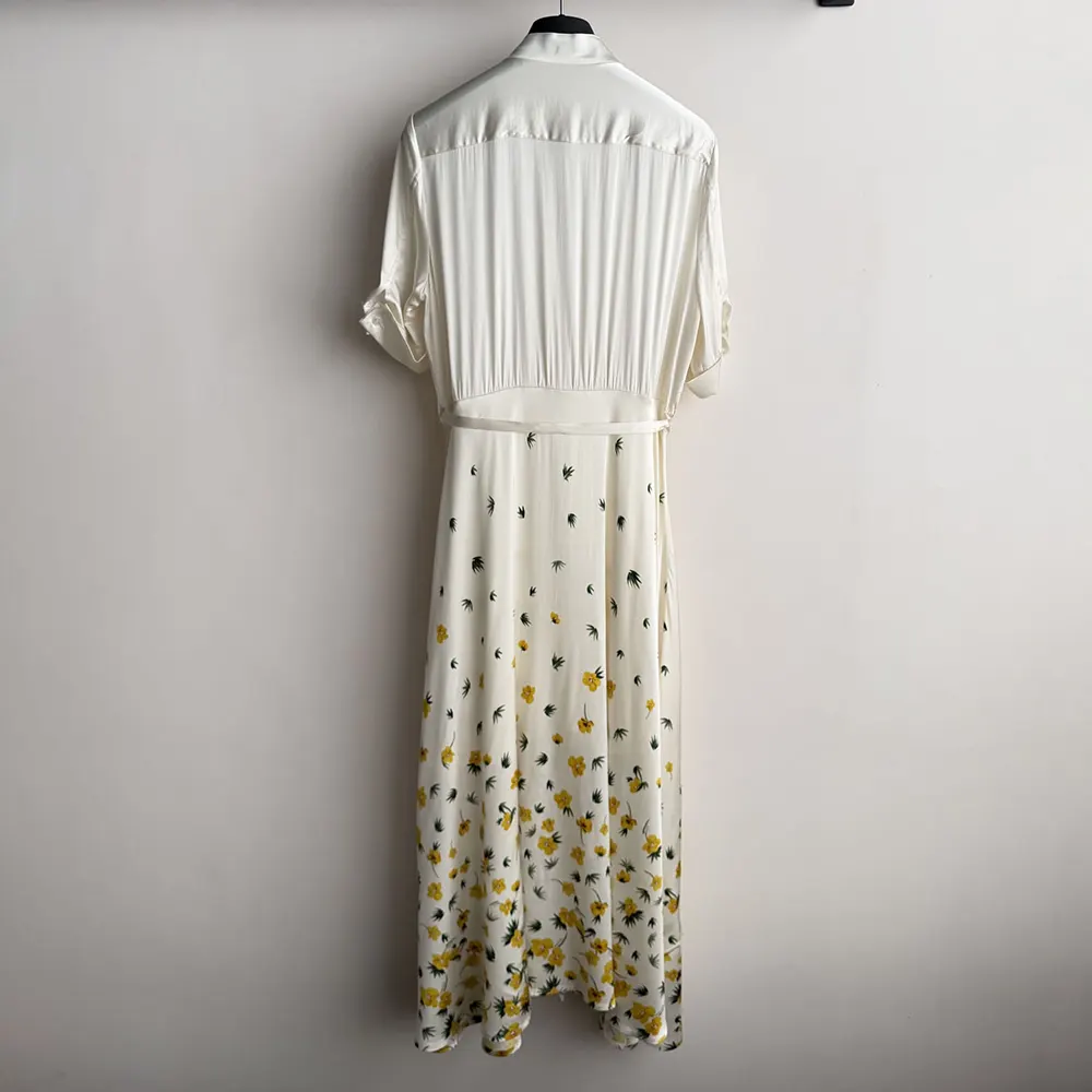Side angle showing flared silhouette of Dior Women Mid-Length Flared Shirtdress