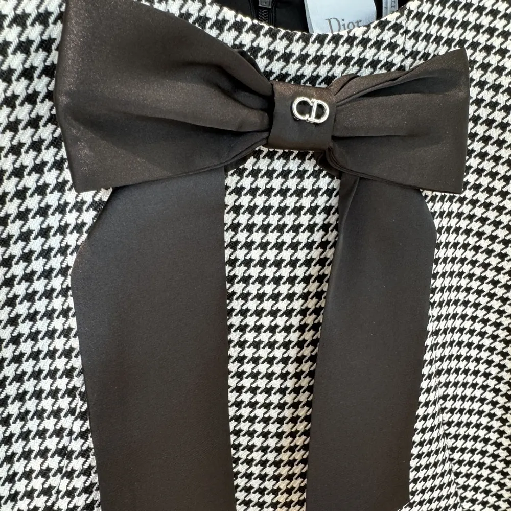 Dior Women Straight-Cut Short Dress Black and White Houndstooth Virgin Wool Blend - image 8