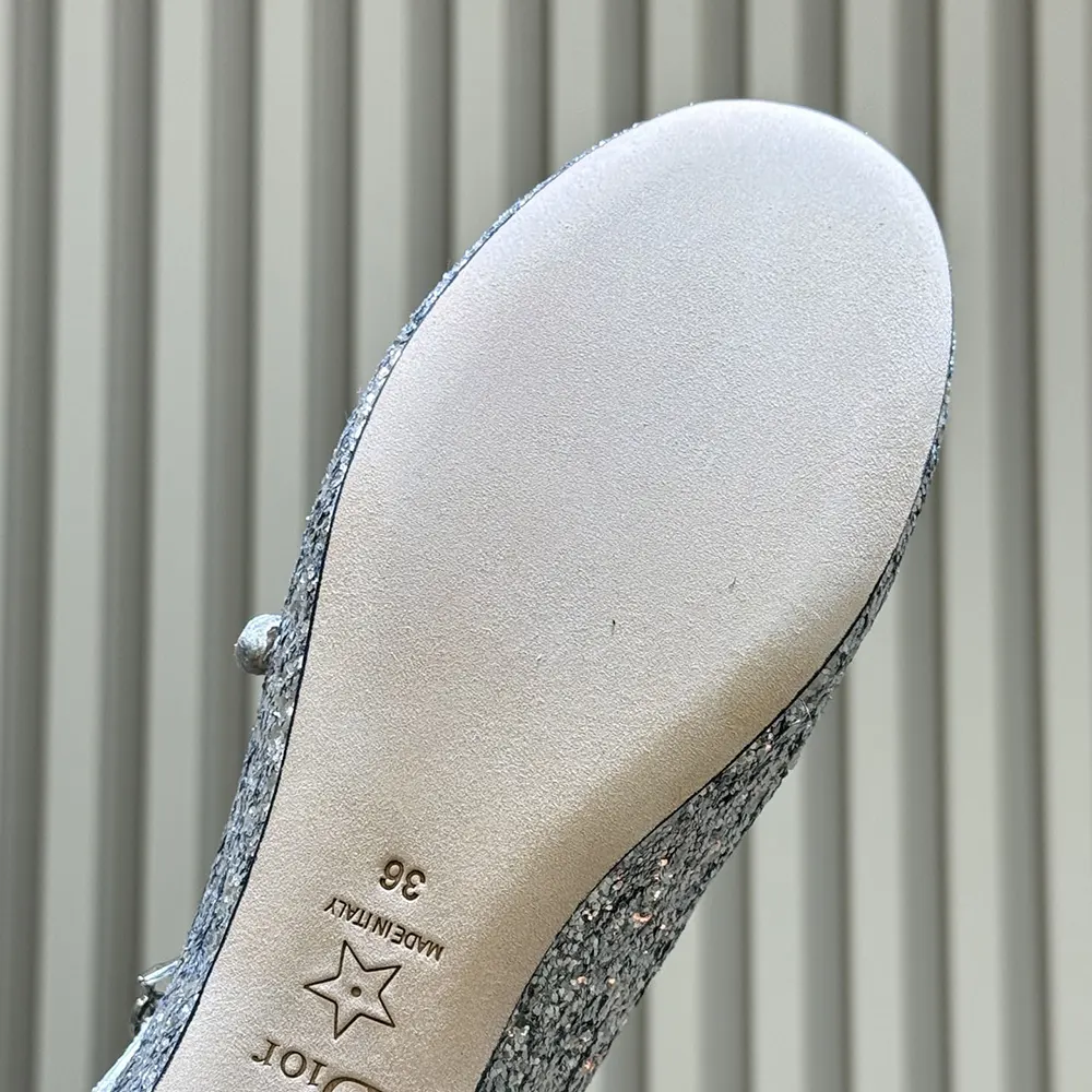 Dior Women Very Dior Ballet Flat Silver-Tone Laminated Lambskin and Glitter - image 10