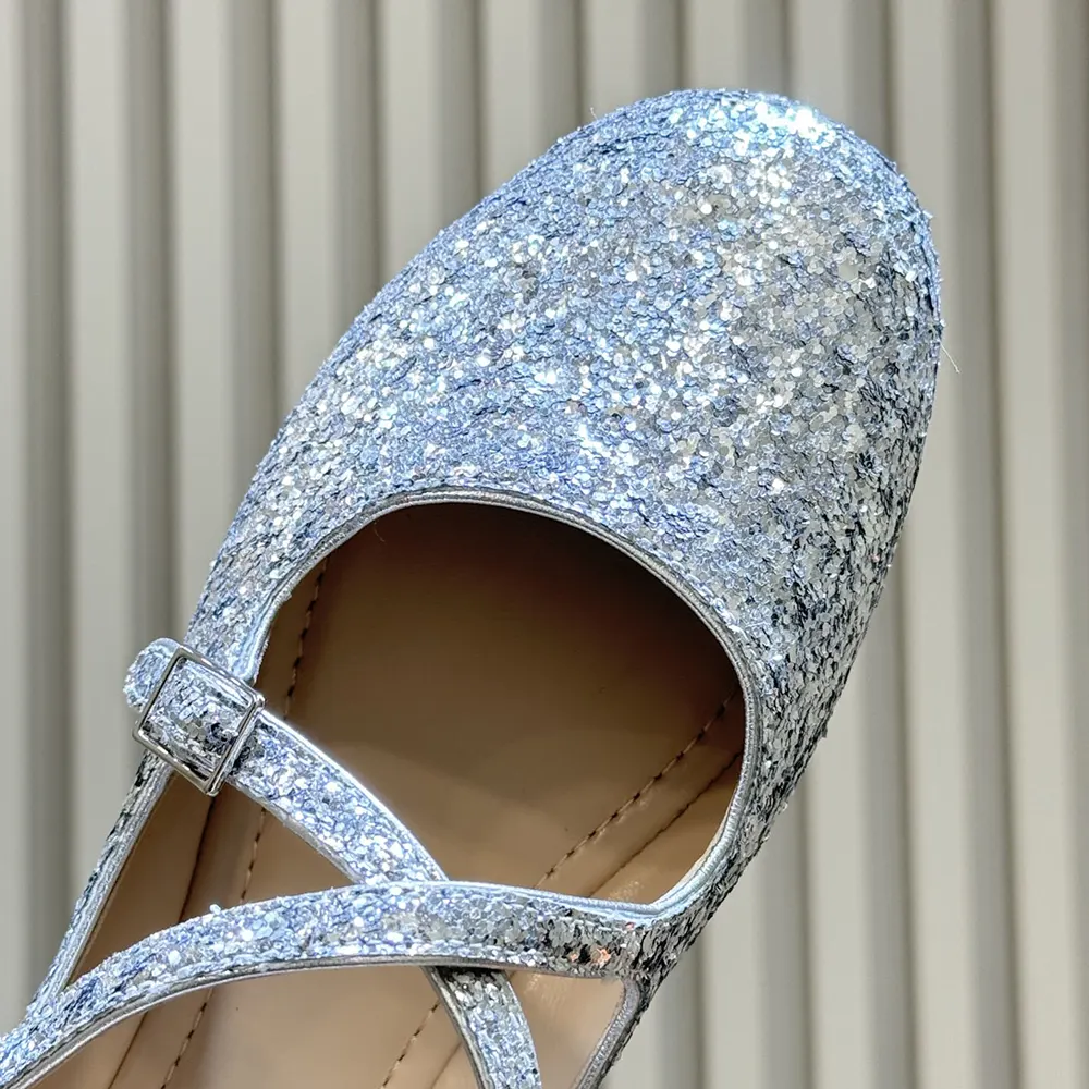 Dior Women Very Dior Ballet Flat Silver-Tone Laminated Lambskin and Glitter - image 8
