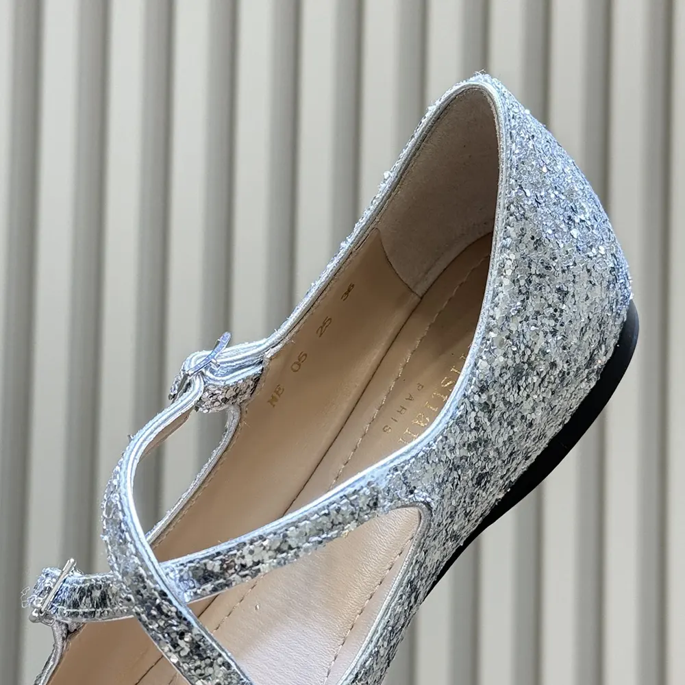 Dior Women Very Dior Ballet Flat Silver-Tone Laminated Lambskin and Glitter - image 9