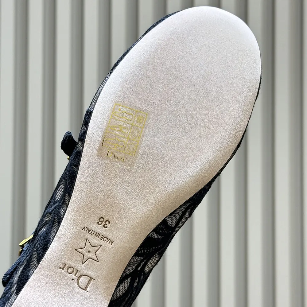 Dior Women Very Dior Ballet Flat Transparent Mesh Embroidered with Black Millefiori Motif - image 10