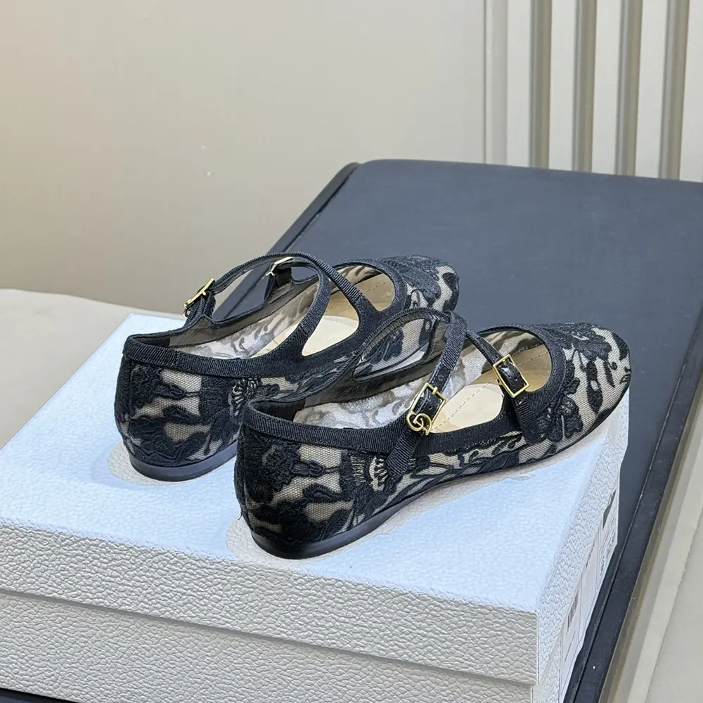 Dior Women Very Dior Ballet Flat Transparent Mesh Embroidered with Black Millefiori Motif - image 7