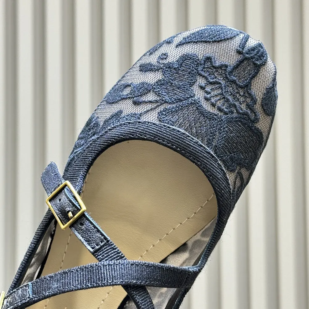 Dior Women Very Dior Ballet Flat Transparent Mesh Embroidered with Black Millefiori Motif - image 9