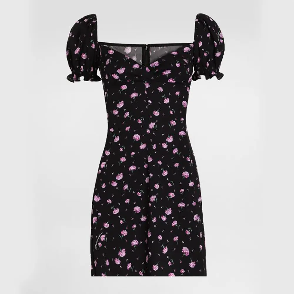 Front view of Dolce Gabbana D&G Women Carnations-Print Dress in black
