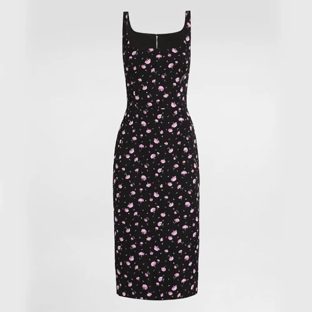 Front view of Dolce Gabbana D&G Women Carnations-Print Sheath Dress