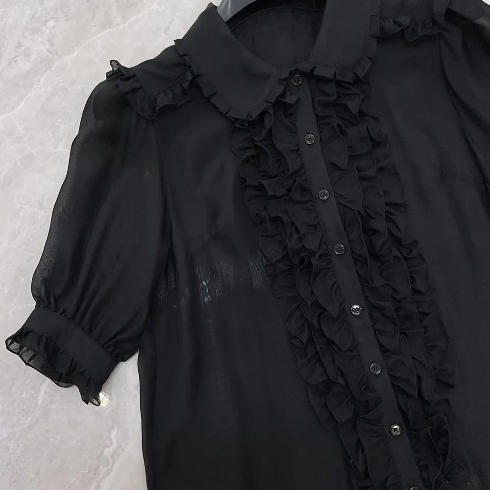 Dolce Gabbana D&G Women Chiffon Shirt-Black - image 8