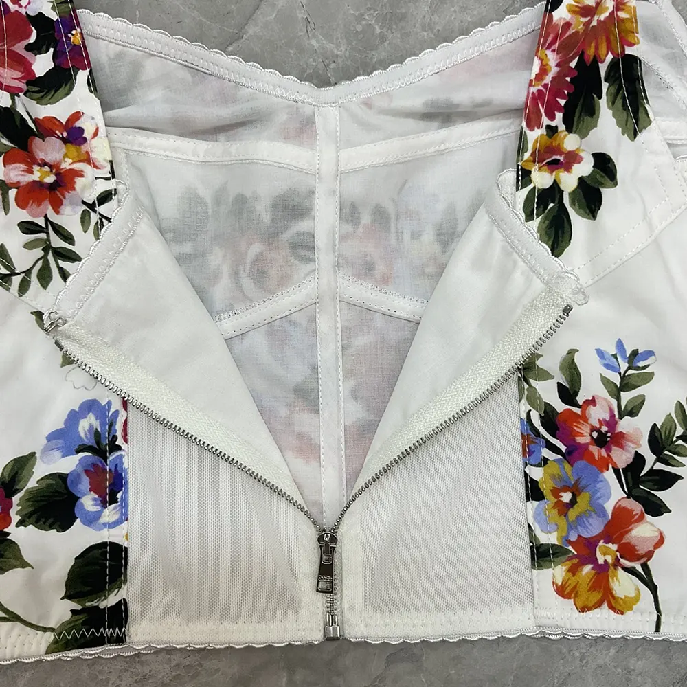 Dolce Gabbana D&G Women Flower Bouquet-Print Cotton Bustier Top - image 6