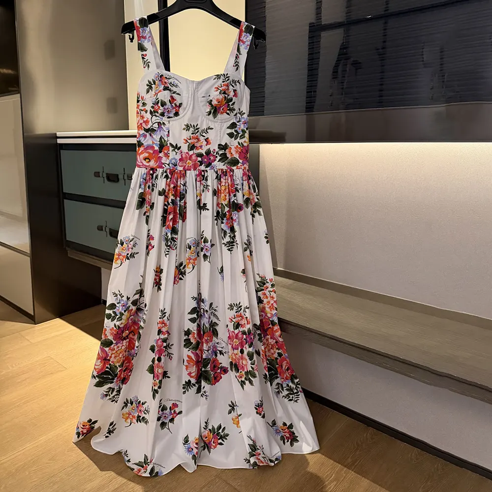 Side angle highlighting silhouette of Dolce Gabbana D&G cotton dress