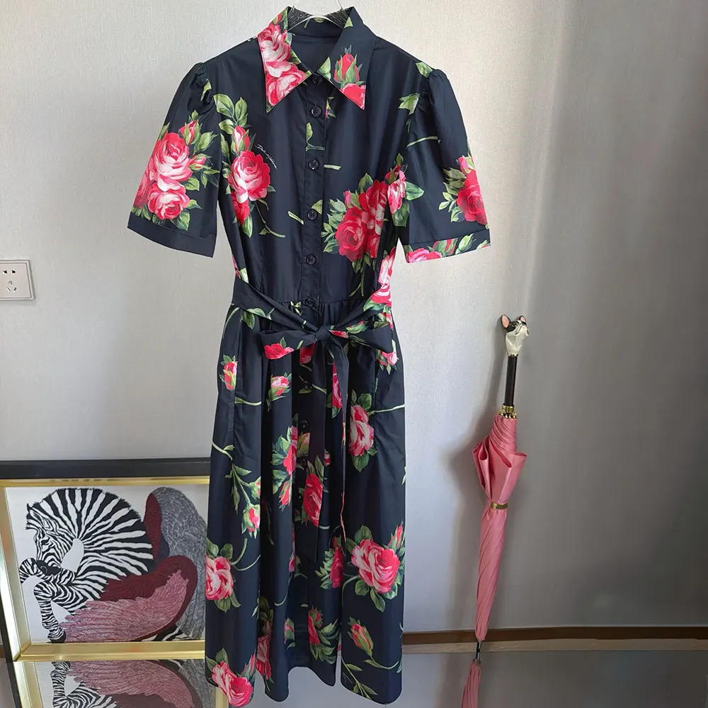 Dolce Gabbana D&G Women Rose Bouquet-Print Poplin Shirt Dress - image 4