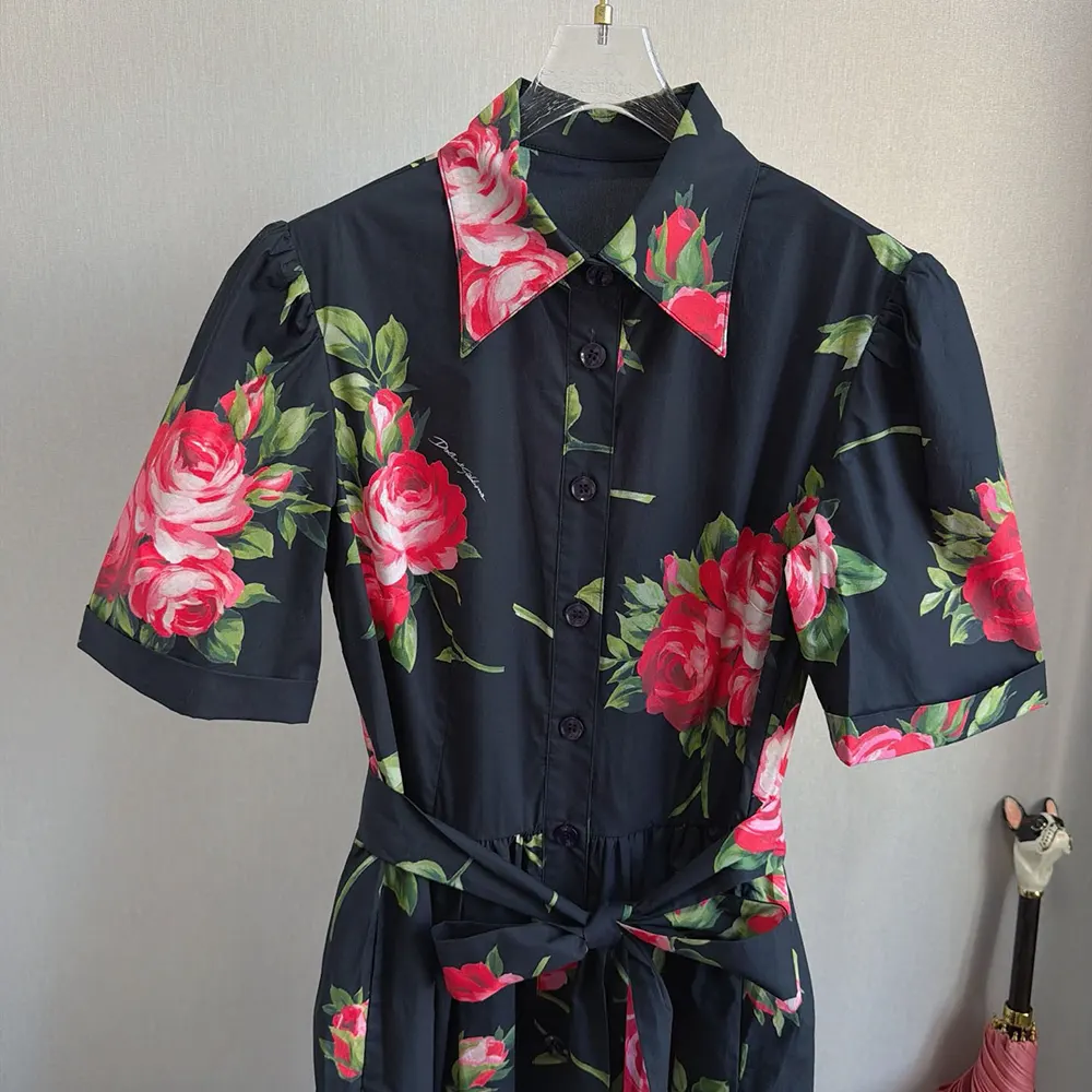 Dolce Gabbana D&G Women Rose Bouquet-Print Poplin Shirt Dress - image 6