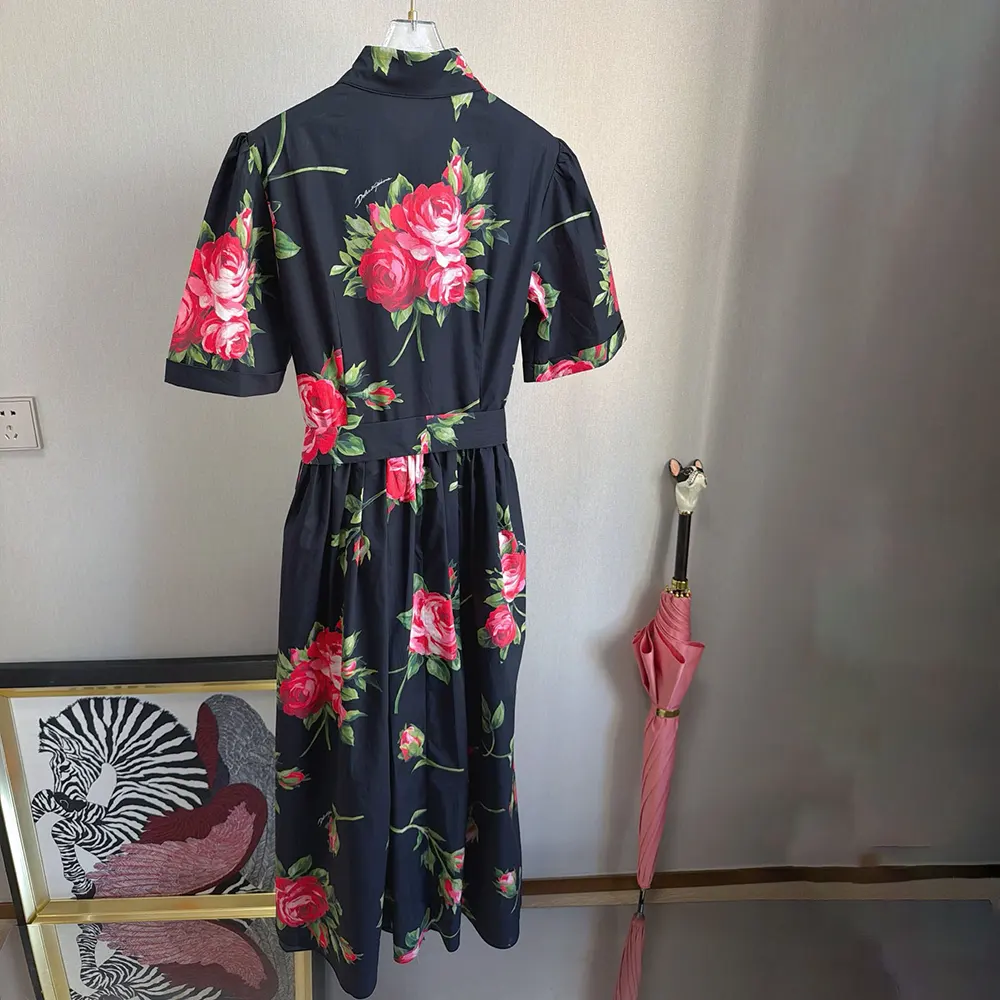 Dolce Gabbana D&G Women Rose Bouquet-Print Poplin Shirt Dress - image 5