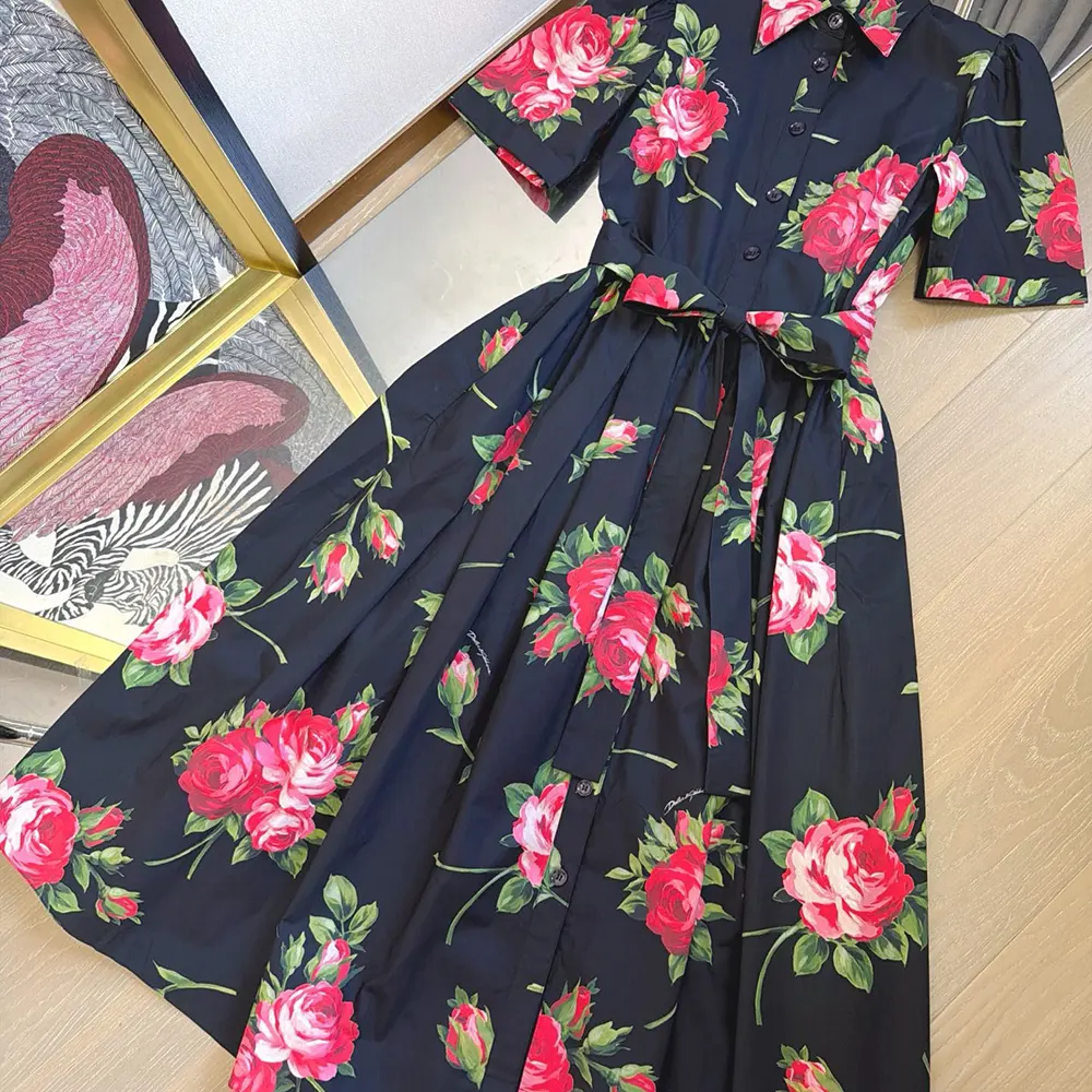 Dolce Gabbana D&G Women Rose Bouquet-Print Poplin Shirt Dress - image 8