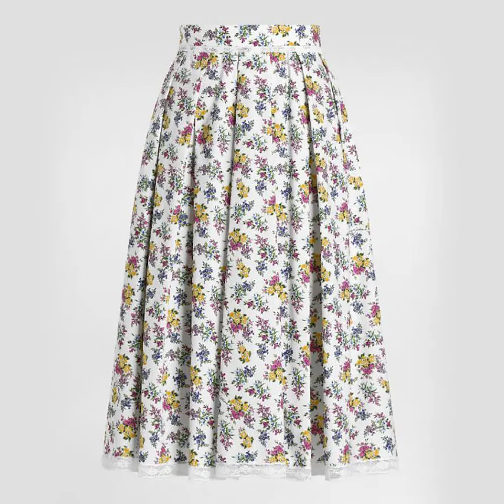 Front view of Dolce Gabbana D&G Women Small Floral-Print Poplin Skirt