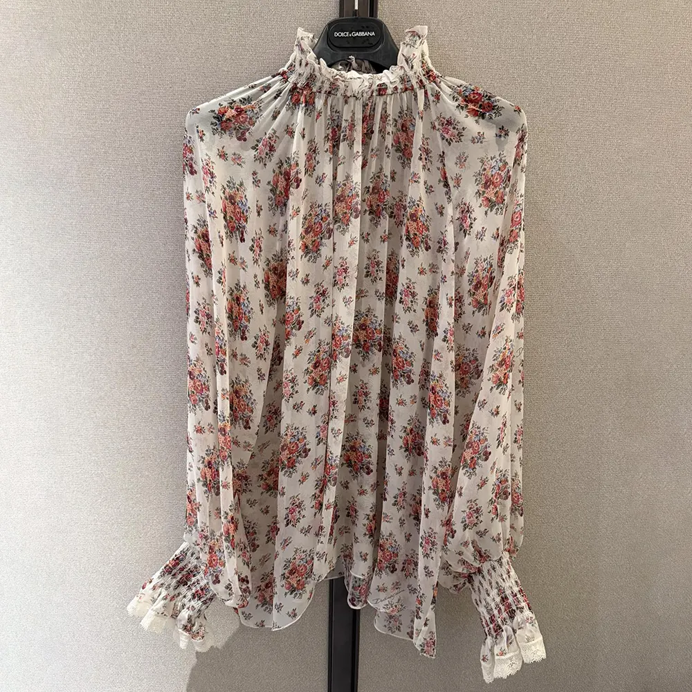 Back detail showing button closure on Dolce Gabbana D&G chiffon top