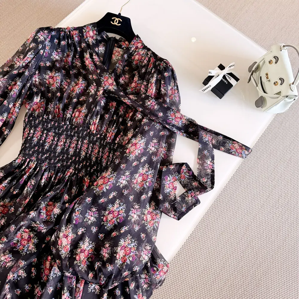 Dolce Gabbana D&G Women Small Flower Bouquets-print Chiffon Dress - image 6
