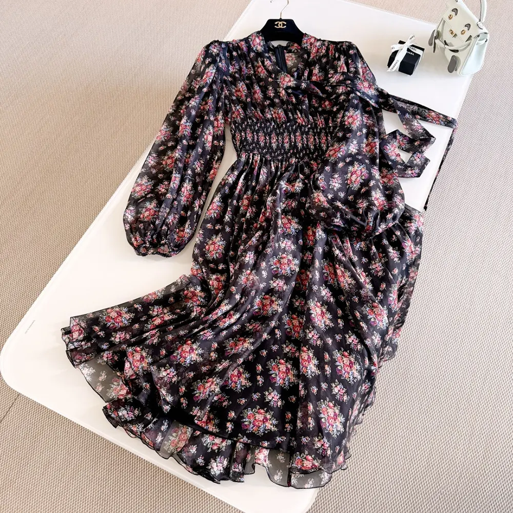 Dolce Gabbana D&G Women Small Flower Bouquets-print Chiffon Dress - image 4