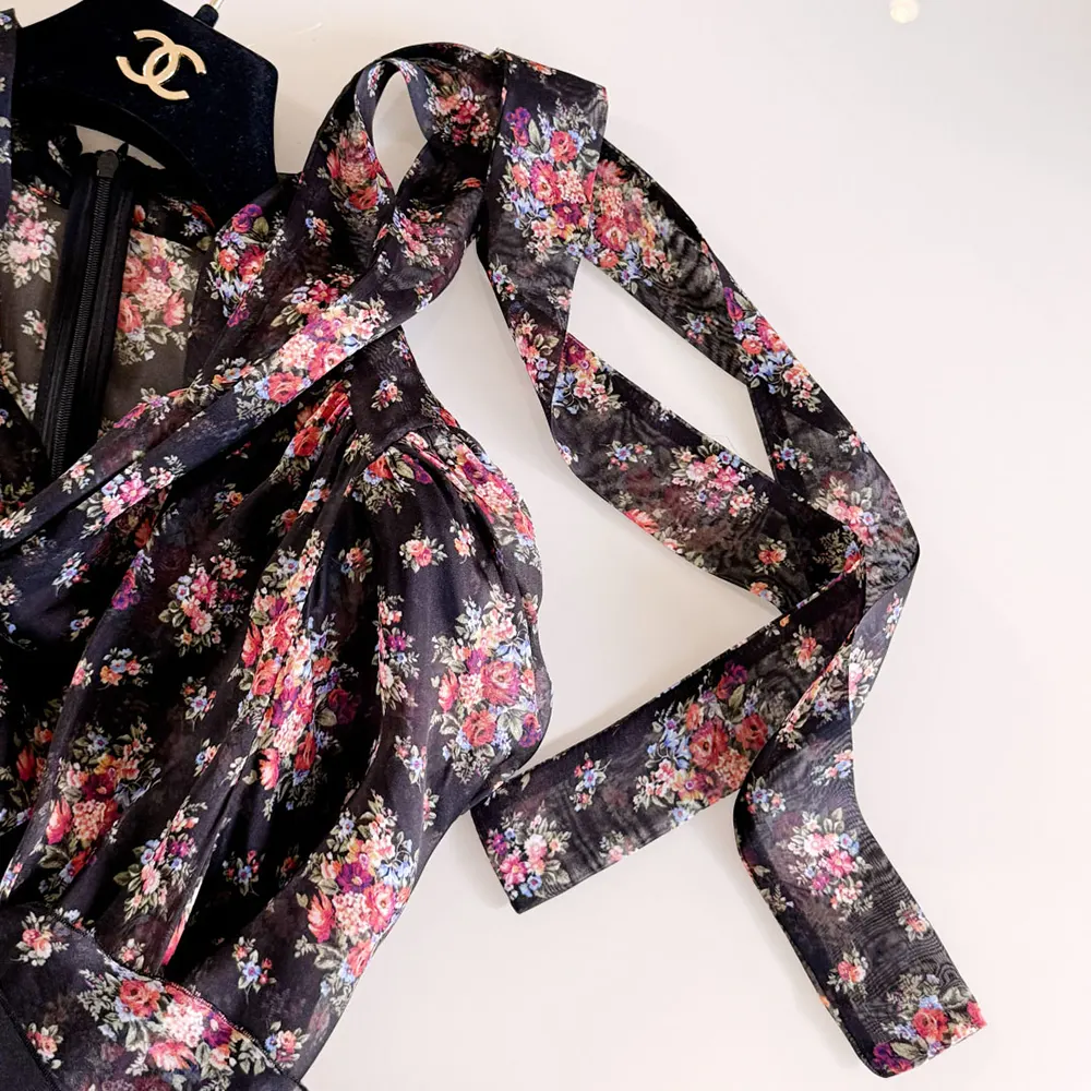 Dolce Gabbana D&G Women Small Flower Bouquets-print Chiffon Dress - image 8