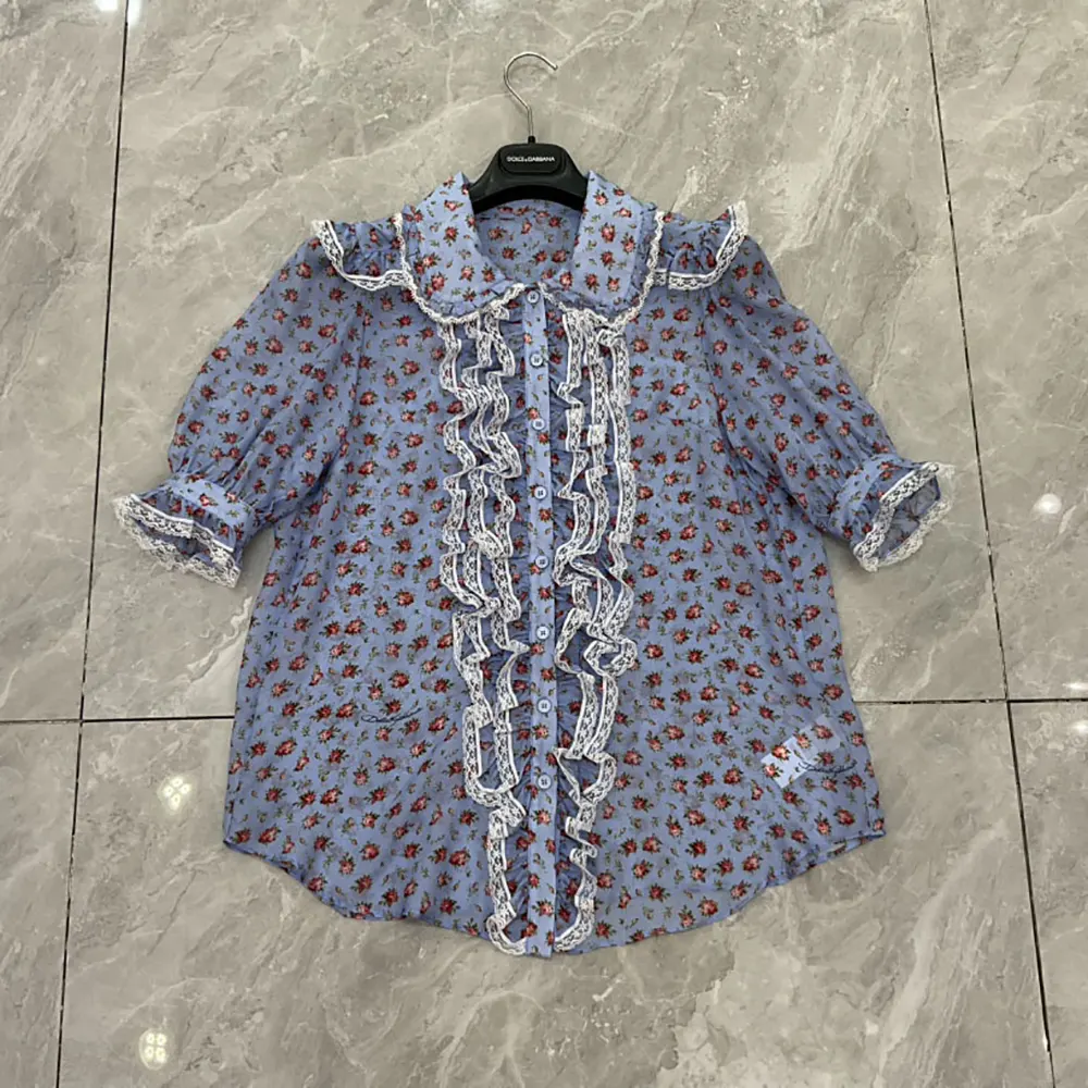 Dolce Gabbana D&G Women Small Rose-Print Chiffon Shirt - image 6