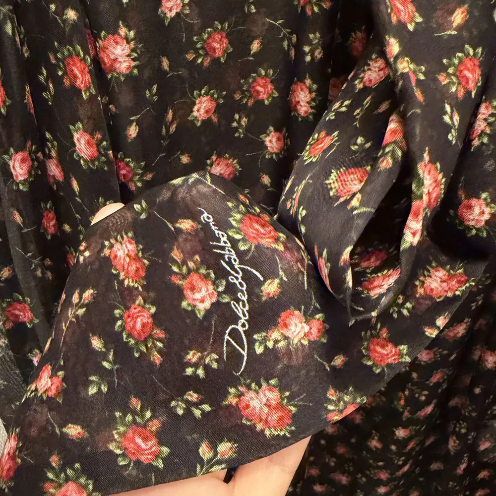 Dolce Gabbana D&G Women Small Rose-Print Chiffon Top - image 10