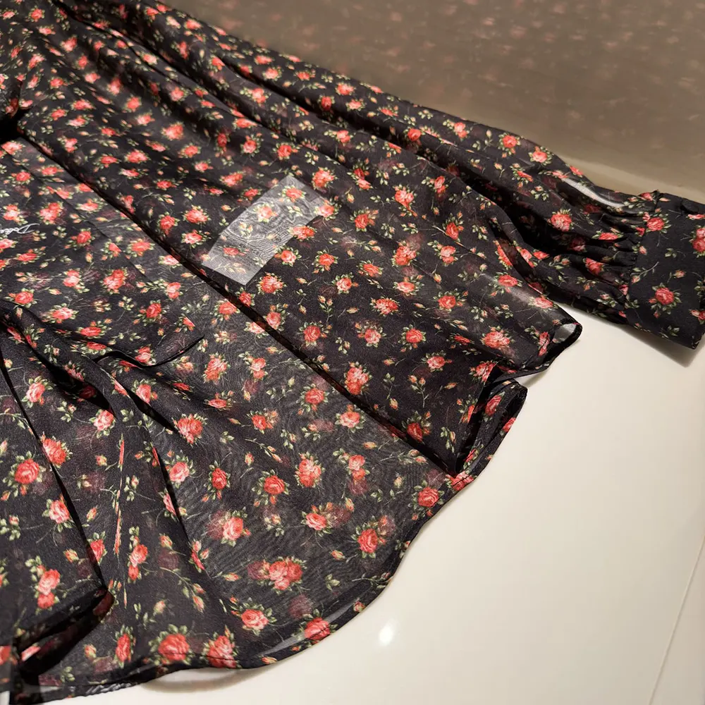 Dolce Gabbana D&G Women Small Rose-Print Chiffon Top - image 8
