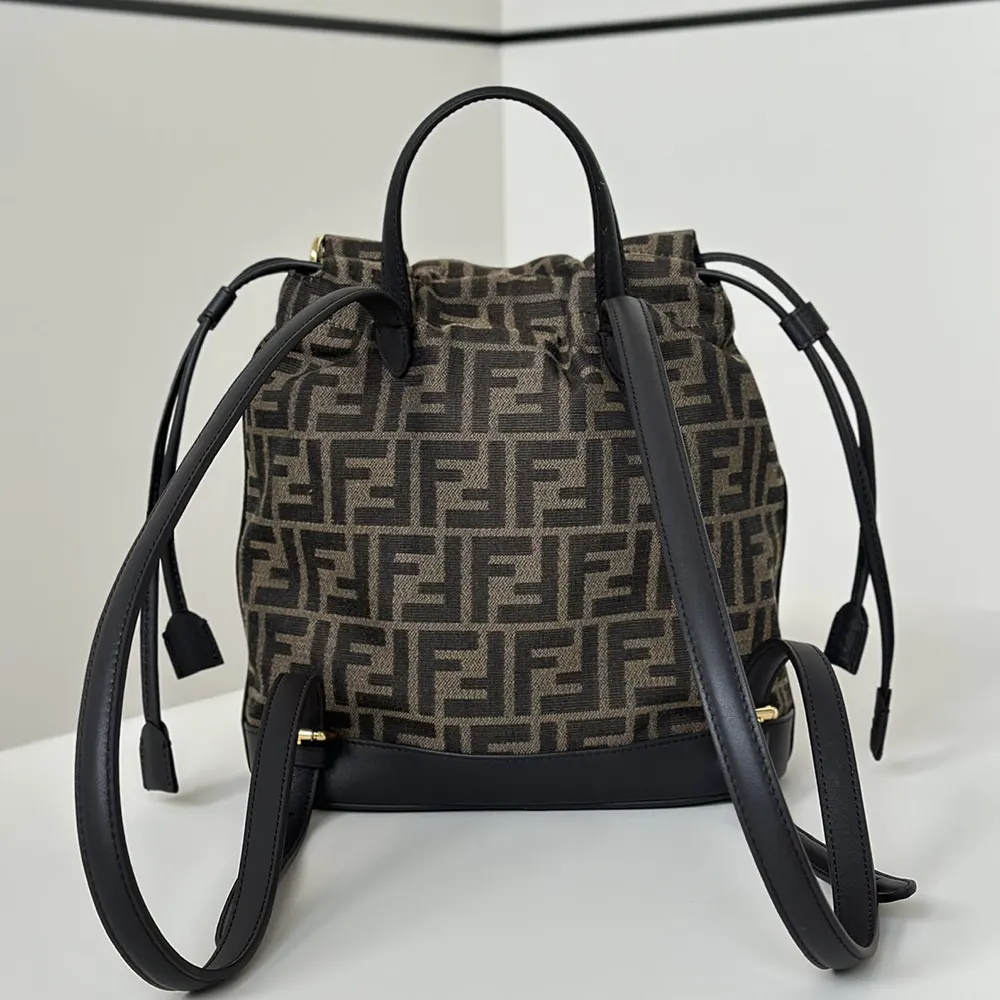 Fendi Women Brown FF Jacquard Fabric Backpack - image 4