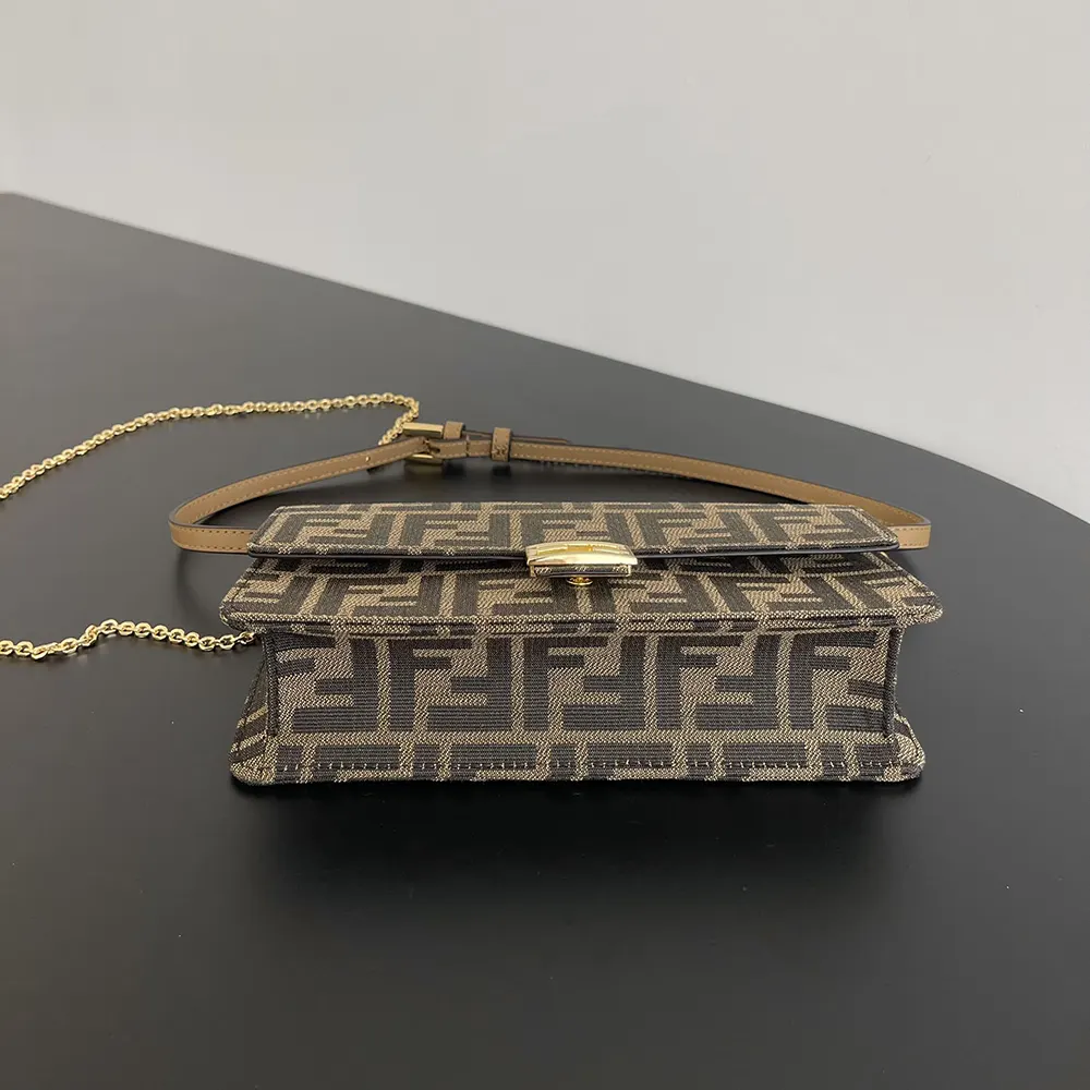 Fendi Women Wallet On Chain Baguette Brown FF Fabric Wallet - image 5