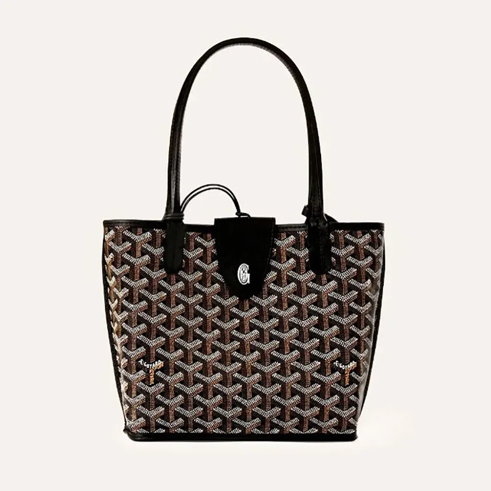 Front view of Goyard Unisex Anjou Mini Bag-Black showing clasp