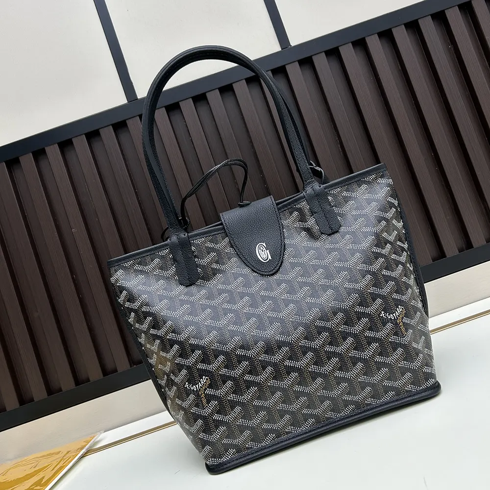 Side profile of Goyard Unisex Anjou Mini Bag-Black with strap