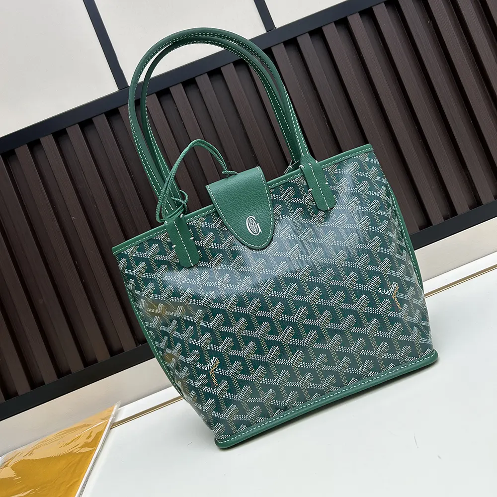 Side profile of Goyard Unisex Anjou Mini Bag-Green with adjustable strap